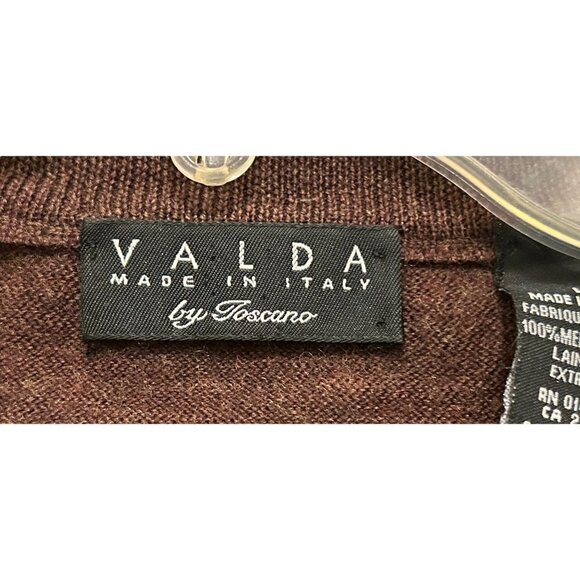 Men's Large Made in Italy Valda Merino Wool Brown V-Neck Sweater - Picture 4 of 8
